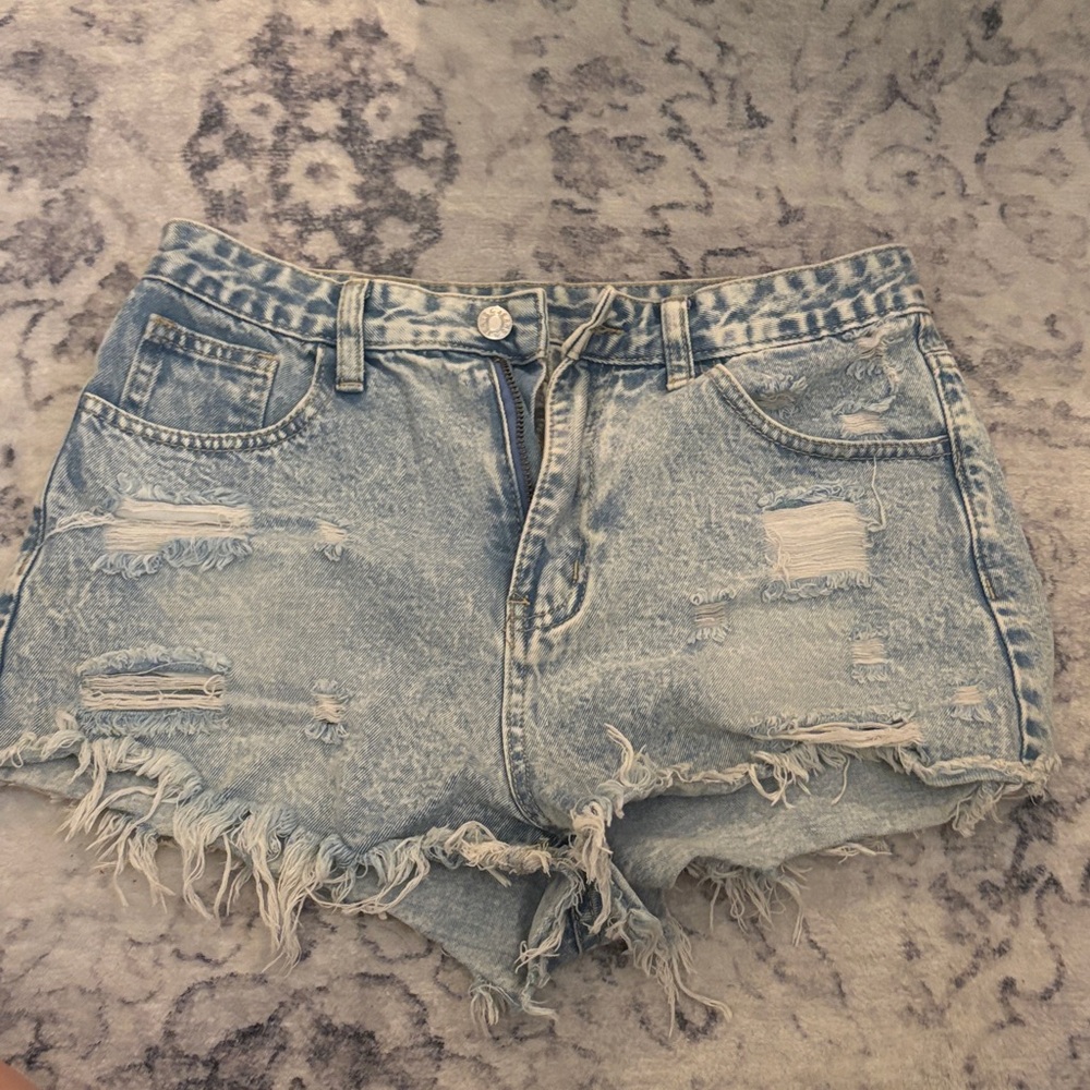 SHEIN Light Blue Distressed Jean Shorts